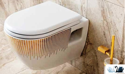 Чаша унитаза Creavit Single Point Gold TP325-00CB00E-NA00, подвесная, с функцией биде, с золотым рисунком золото круги