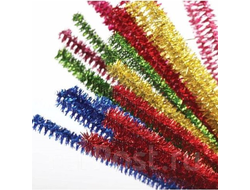 Синельная проволока ассорти металлик пушистая 100 штук для рукоделия