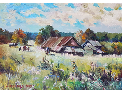 Пейзаж Коровы в деревне Круглова Ирина