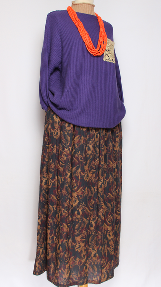 ЮБКА "ХЛОПОК НА ПОДКЛАДЕ" синяя, терракотовая до р.48