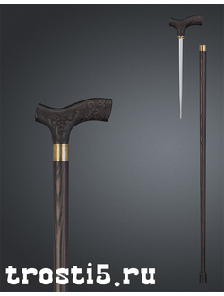 Трость с клинком с дополнительной резьбой на рукояти деревянная