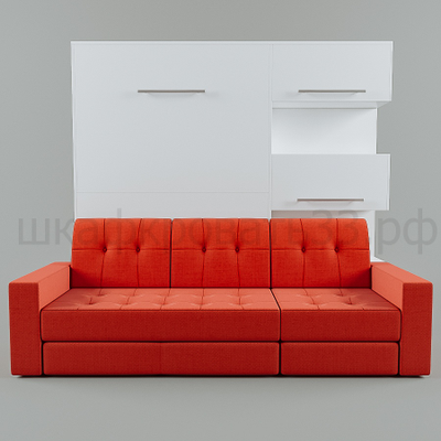 Шкаф-кровать с диваном оттоманка "Сицилия" 140х200 закрытый стеллаж