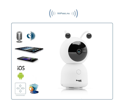 Wi-Fi поворотная видеоняня Ramili Baby RV100C с креплением, с DVR. 2K