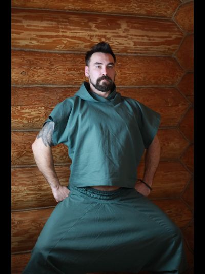 Рубаха пар-мастера  "Дар Движения" из конопли с капюшоном