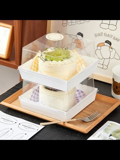 &quot;Бенто-бокс&quot; Коробка для торта Бенто прозр. (прозр. купол/белая), 13,5*12,5*8,5см