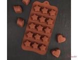 Форма для льда и шоколада Доляна «Звёздочки», 21×10 см, 15 ячеек