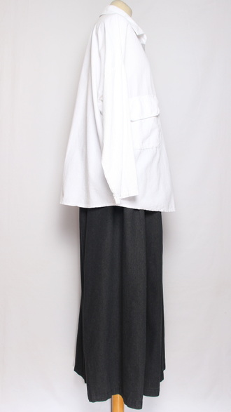 Рубашка Бохо вельветовая"КАРМАНЫ КЛАПАНЫ"  белая до р.54