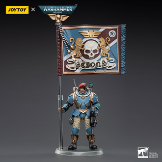 ПРЕДЗАКАЗ - Имперская гвардия - Отпрыски Темпестус - знаменосец (Warhammer 40k) - КОЛЛЕКЦИОННАЯ ФИГУРКА 1/18 Astra Militarum Tempestus Scions Command Squad Banner Bearer (JT5130) - JOYTOY ?ЦЕНА: 6700 РУБ.?