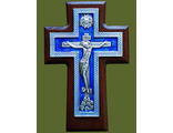 Крест гальванический настенный (ясень, серебрение) с эмалью