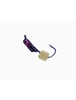 20-012-101/ Мормышка вольфр. "Народная" "СТОЛБИК" Ø2 вес 0,4гр  пурпур + кубик белый(стекло) (уп-ка 10шт.)