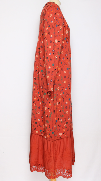 ПЛАТЬЕ БОХО хлопок "ПРОВАНС ВОЛАН" коралл р.46-54