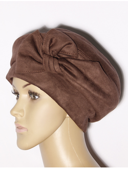 Екатеринбург. Шапка женская велюровая "Бант сверху"11421 кофе, бежевая, красная, песок, синяя, молочная, какао, бордо