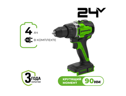 Дрель-шуруповерт аккумуляторная Greenworks GD24DD90, АКБ 4 Ач и ЗУ
