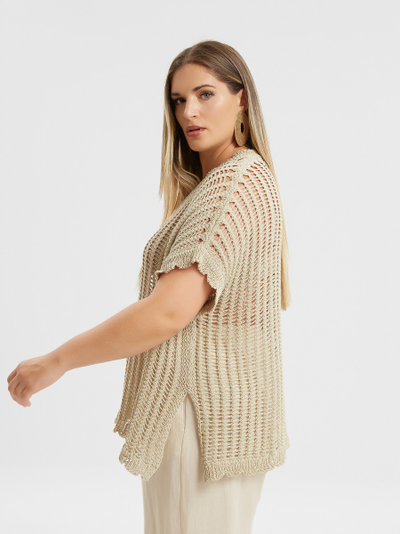 Топ летний вязанный бежевого цвета