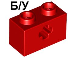 ! Б/У - Technic, Brick 1 x 2 with Axle Hole, Red (32064 / 4233485 / 4513987 / 6196217) - Б/У