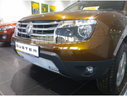 Защита радиатора Renault Duster 2011-2014 с вырезом под DHO chrome PREMIUM