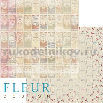 Лист бумаги для скрапбукинга "Этикетки", коллекция "Вишневый десерт", 30х30, плотность 190 гр