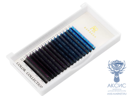 Ресницы триколор BARBARA (черно-сине-фиолетовые) МИКС