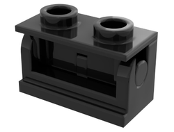 Hinge Brick 1 x 2 with Same Color Top Plate 3937 / 3938, Black (3937c01)