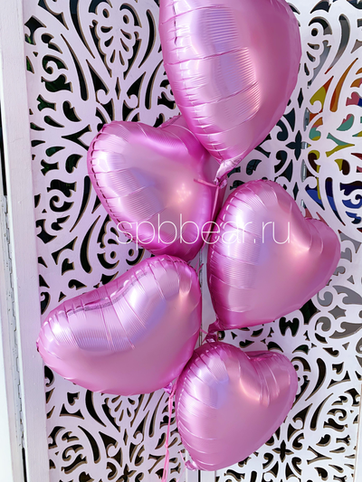 Фольгированные шары Сердца 5 штук розовые