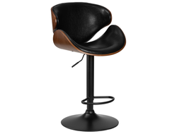 Стул барный DOBRIN KARTER BLACK, коричневый орех дерево (BWW), черный PU