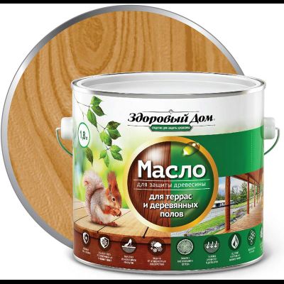 Масло для защиты террас и деревянных полов ЗДОРОВЫЙ ДОМ Орех 1,8 л
