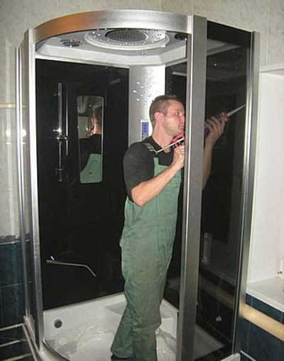 установка душевой кабины, установка подиума, установка душевой кабины цена, монтаж душевой каибин