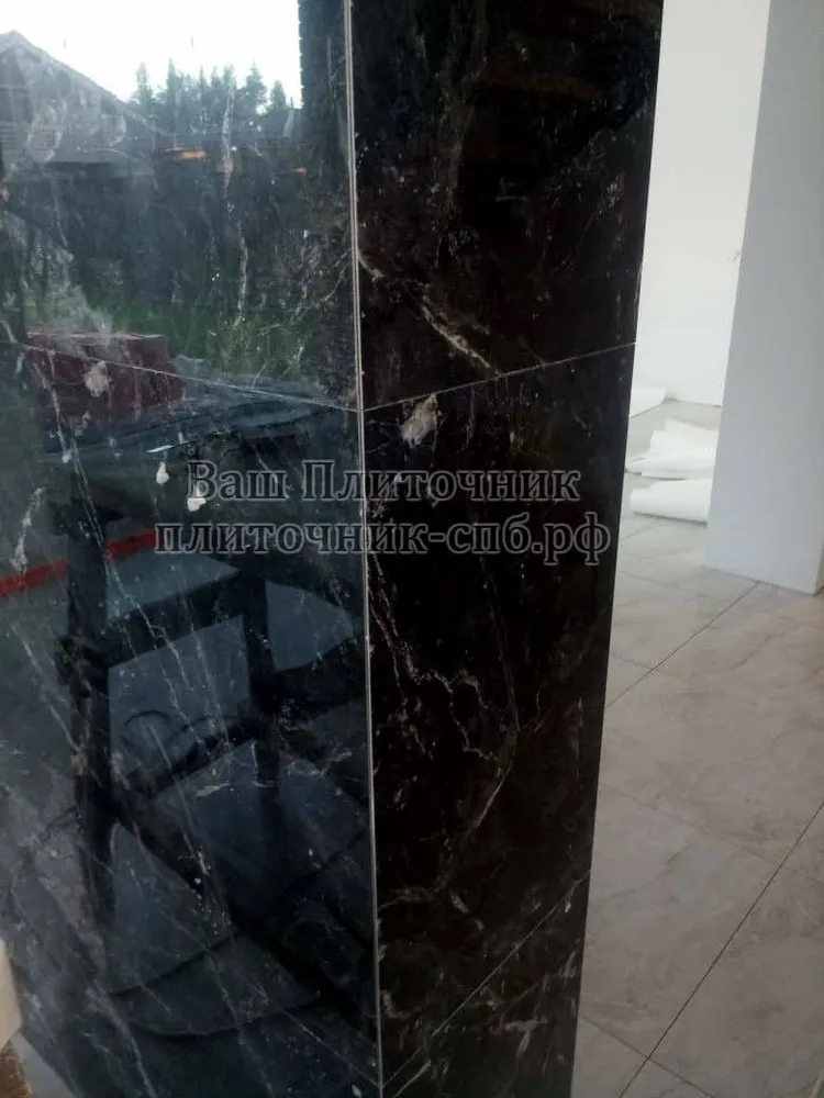 облицовка камина керамогранитом с заусовкой под 45 градусов