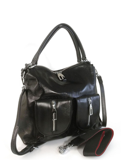 (АРТИКУЛ: 10120/1/5) СУМКА ЖЕНСКАЯ, НЕБОЛЬШАЯ, НАТУРАЛЬНАЯ КОЖА С НЕБОЛЬШИМ ГЛЯНЦЕМ, ЧЕРНАЯ, С ПЛЕЧЕВЫМ РЕМНЕМ