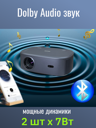 Проектор Everycom HQ9W Ultra (HQ10W), версия 2025 года, Full HD со встроенным Android 12.0, 800 Ansi люменов