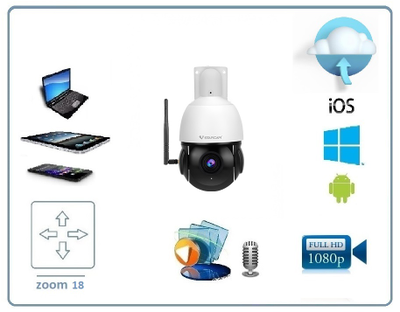 VStarcam C8866Q-х18 уличная поворотная WiFi/LAN видеокамера с DVR. Full  HD 4 Мп (zoom 18) до - 25 град.С.