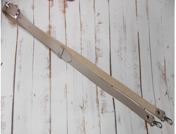 Ремень для сумки кожаный 120 см с регулировкой и карабинами цвет капучино