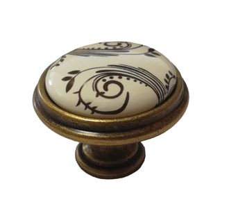 Ручка-кнопка, К8113, бронза/керамика белая