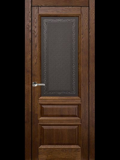 Межкомнатная дубовая дверь со стеклом графит