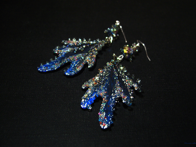 "Звёздный ноктюрн", длинные серьги с крыльями настоящей феи