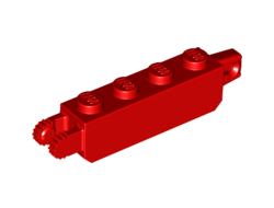 Hinge Brick 1 x 4 Locking with 1 Finger Vertical End and 2 Fingers Vertical End, 9 Teeth, Red (30387 / 4144570 / 6195079)