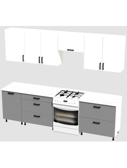 Кухня Эконом 2,1 метра (1300х800) Цвет: Белый/Базальт