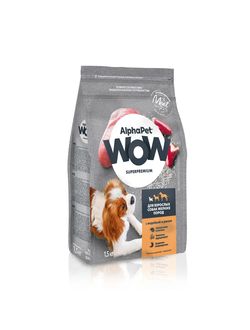AlphaPet (АльфаПет) WOW Superpremium сухой корм для взрослых собак мелких пород с индейкой и рисом 1,5 кг