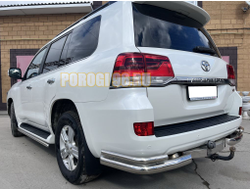 Защита заднего бампера угловая двойная d76/42 для Toyota Land Cruiser 200 (2013-2015)