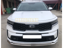Защита переднего бампера двойная d60/42 для Kia Sorento 2020-