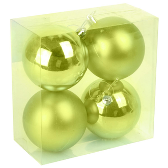 Набор из 4-х пластиковых шаров,  8 см, цвет-салатовый  100248