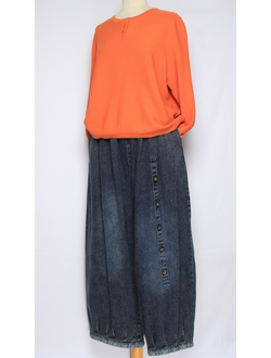 Джинсы-шаровары "Планка пуговицы" синие, черный р.48-54