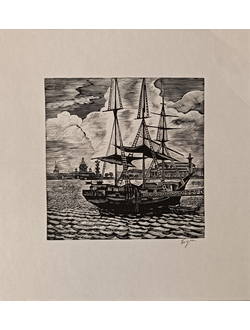 "Кронверк" линогравюра Бучкин Д.П. 1985 год