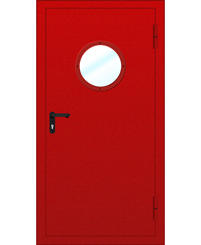 Одностворчатые противопожарные двери с круглым стеклопакетом с огнестойкостью EI 30, EI 45, EI 60