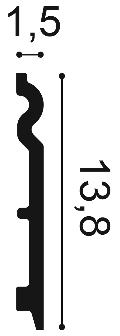 Плинтус ORAC Decor SX138, дюрополимерный, влагостойкий, ударопрочный, под покраску, длина 2 метра