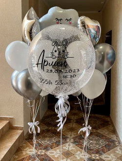 Шар Баблс с метриками, 2 фонтана из шаров и облачко