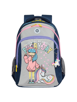 Рюкзак школьный GRIZZLY RG-461-2 Темно-синий - светло-серый