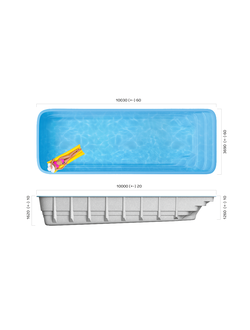 Композитный бассейн 10,09 х 3,7 х 1,26-1,64 "Дижон" Franmer