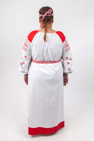 Платье льняное славянское с вышивкой. Русская поликовая рубаха