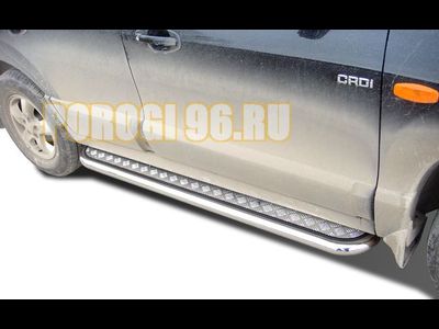 Пороги с накладным листом	d53 для Hyundai Santa Fe Classic (2000-)